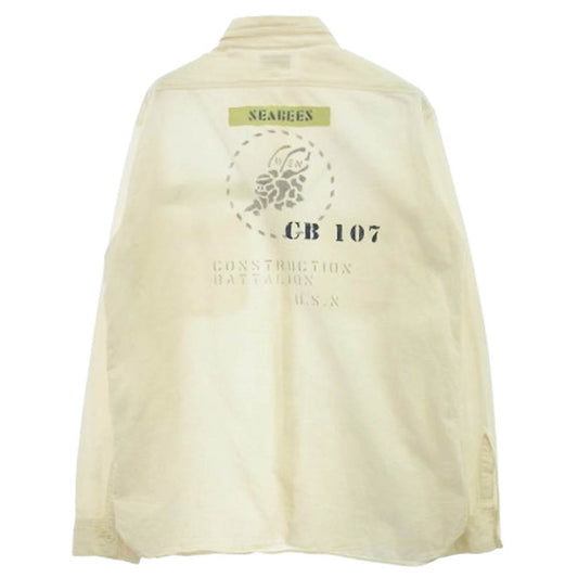 Buzz Rickson's バズリクソンズ SEABEES ミリタリー ワーク ステンシル シャンブレー シャツ オフホワイト系 16【中古】