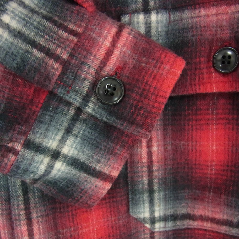 GOODENOUGH グッドイナフ Country Flight ombre check shirt jacket カントリー フライト オンブレ チェック シャツ ジャケット レッド系 L【中古】