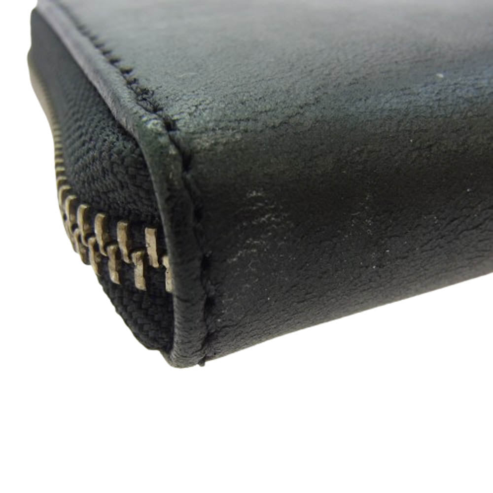 SAAD サード ラウンドジップ ラウンドファスナー レザー ロングウォレット 長財布 ブラック系【中古】