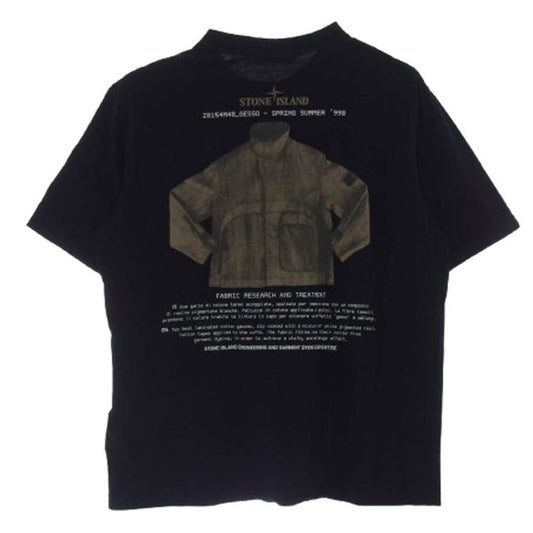 STONE ISLAND ストーンアイランド K1S152100037 S0091 ARCHIVIO ロゴ 刺繍 バックプリント 半袖 Tシャツ ブラック系 XL【中古】