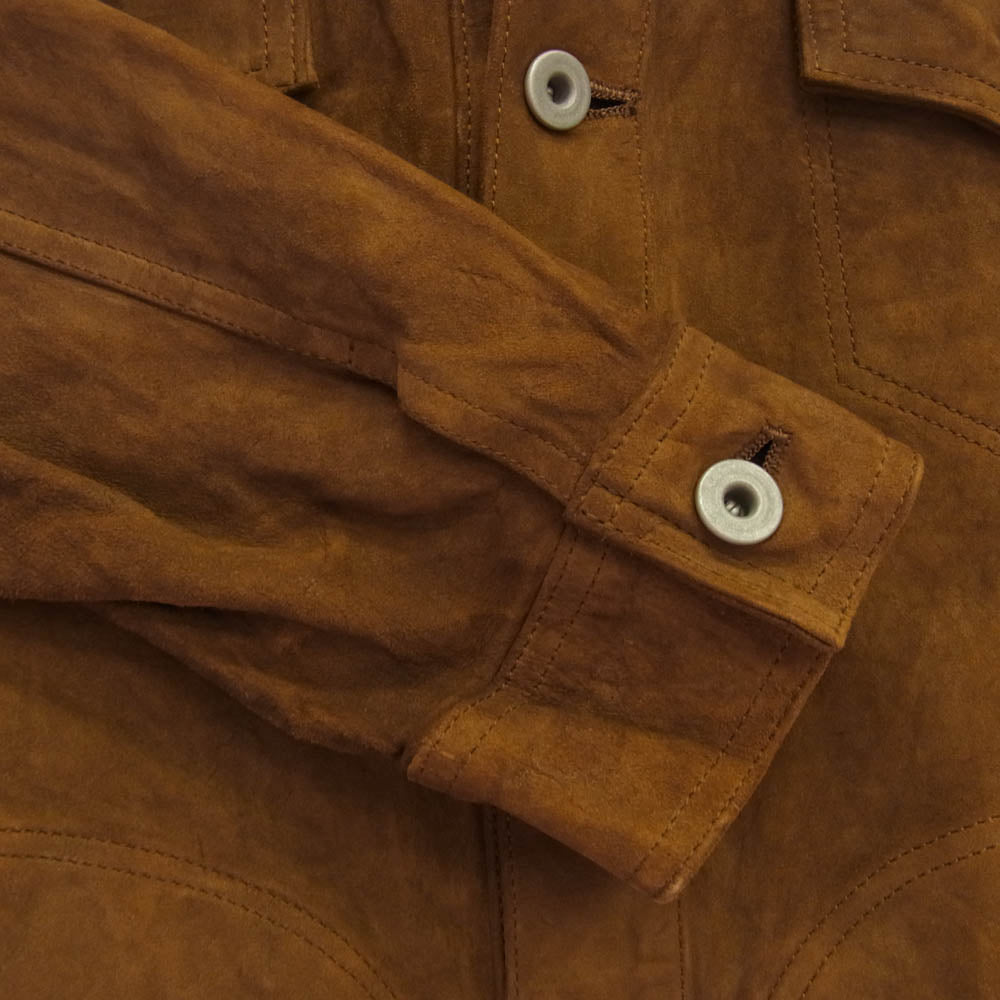 ISAMUKATAYAMA BACKLASH イサムカタヤマバックラッシュ 1496-04 JAPAN CALF GARMENT-DYED JACKET SUEDE FILERO ジャパンカーフ 製品染め タンニン スエード ブルゾン ジャケット ブラウン系 M【中古】