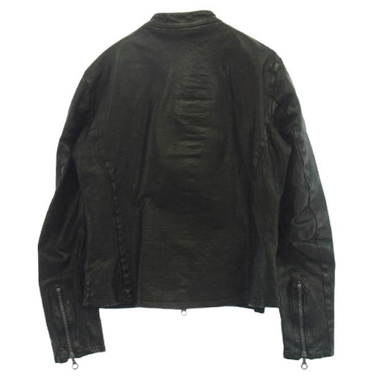 ISAMUKATAYAMA BACKLASH イサムカタヤマバックラッシュ 1254-01 ITALY SHOULDER GARMENT-DYED JACKET 英字ライニング付き イタリアンショルダー 製品染め シングルライダースジャケット ブラック系 M【中古】