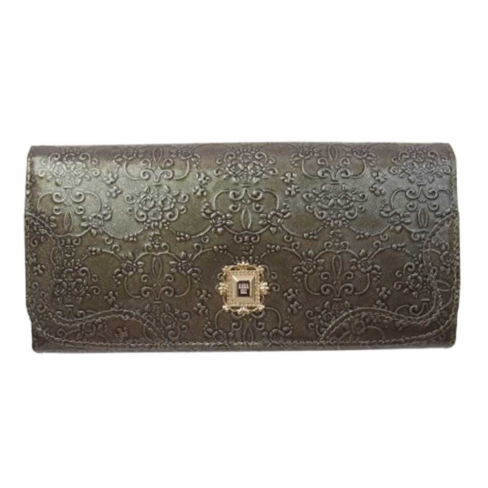 ANNA SUI アナスイ 317971-20 ルーミー  口金長財布 ロングウォレット グレー ゴールド系【極上美品】【中古】 ANNA SUI アナスイ 317971-20 ルーミー 口金長財布 ロングウォレット