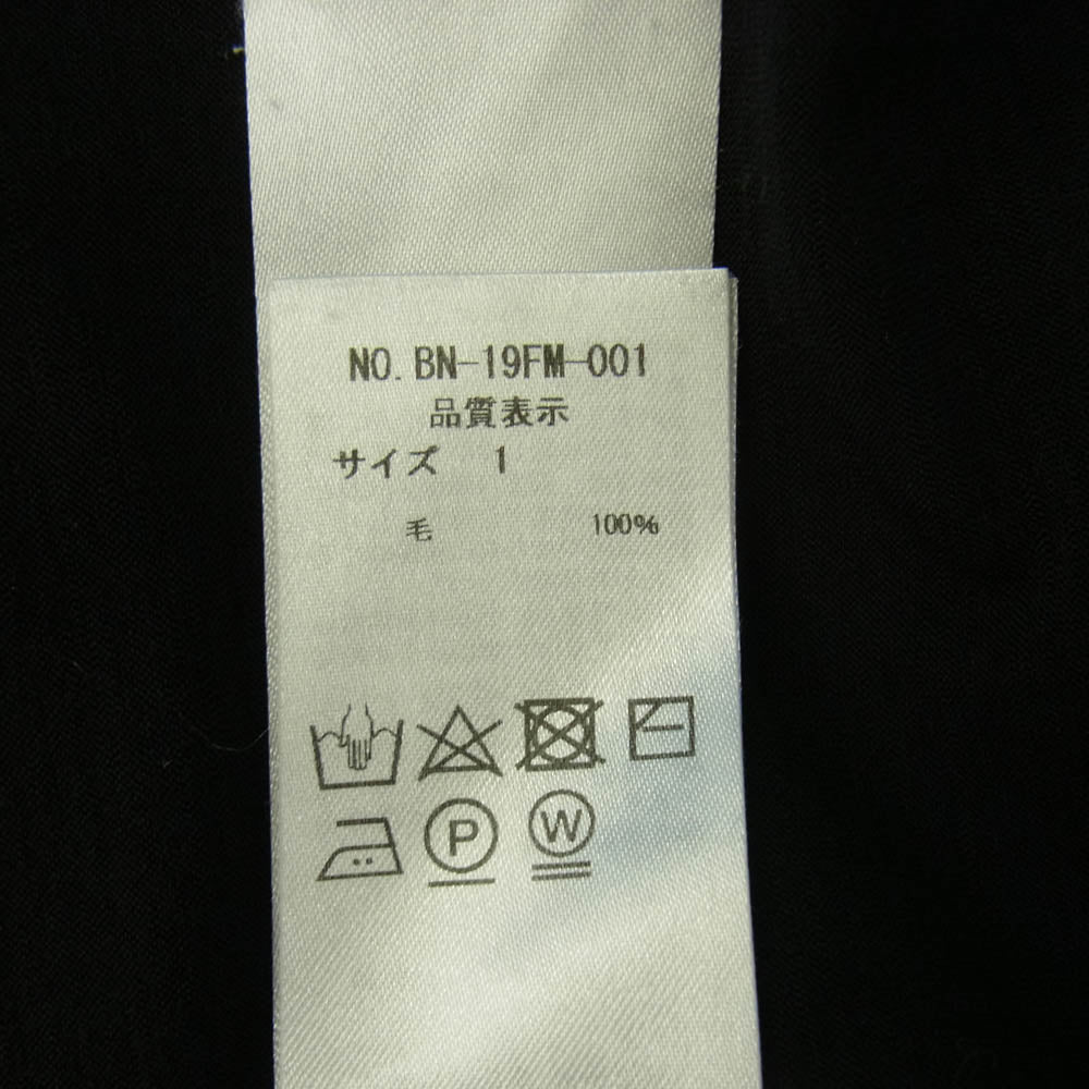 バトナー BN-19FM-001 HIGH COUNT ORGANIC CREW NECK T-SHIRT ハイカウント オーガニック クルーネック 半袖 Tシャツ カットソー ブラック系 1【中古】