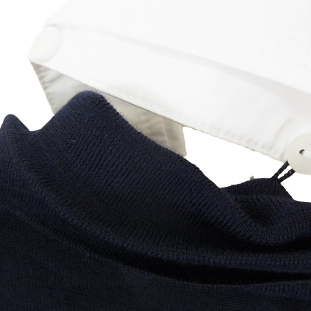 PRADA プラダ DNA00T S000 145T 襟付き ウール ニット 長袖 ポロシャツ ダークネイビー系 36【中古】
