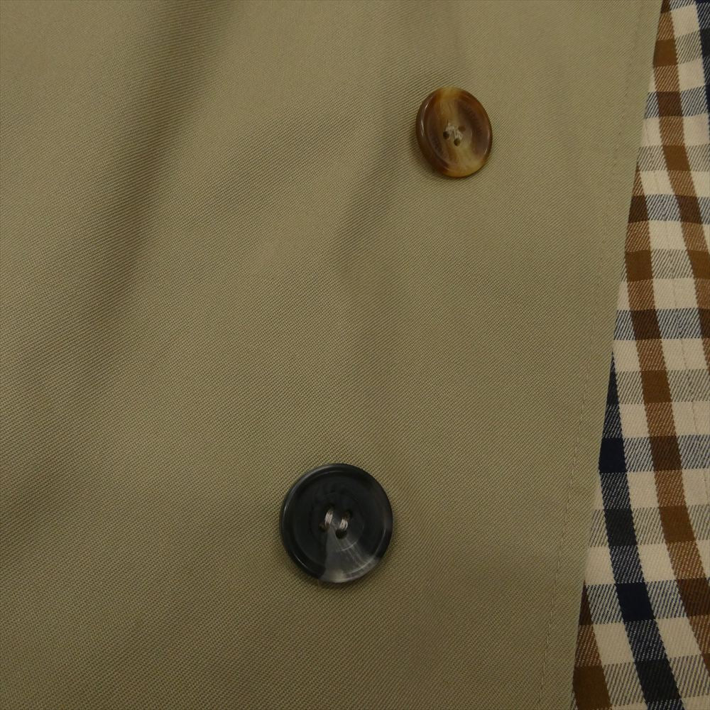 Aquascutum アクアスキュータム 英国製 旧タグ 裏地チェック ステンカラーコート ブラウン系 38【中古】