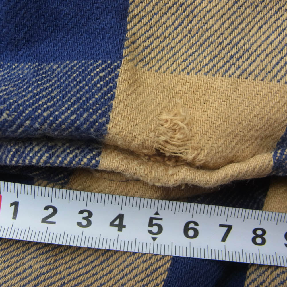FIVE BROTHER ファイブブラザー vintage USA製 チェック 長袖 シャツ ベージュ系 ネイビー系 XL【中古】
