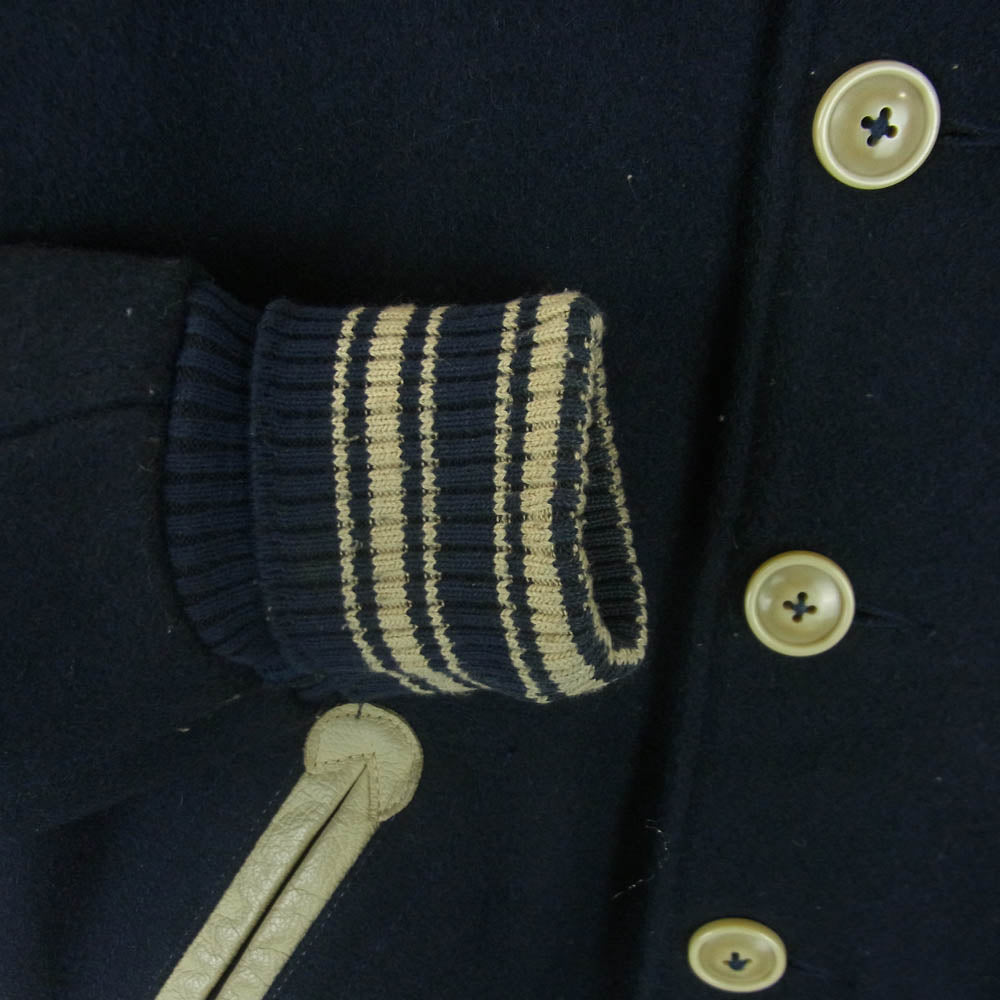 wilson ウィルソン 襟裏レザー切替 ウール メルトン スタジアム ジャケット スタジャン ネイビー ネイビー系 36【中古】