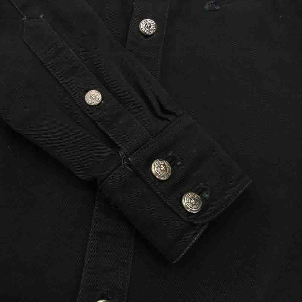 CHROME HEARTS クロムハーツ(原本無) DENIM SHIRT バックフレアニー ホースシューボタン デニム シャツ ジャケット ブラック系【中古】
