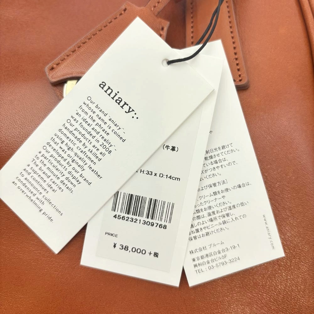 aniary アニアリ 01-02017 Antique Leather アンティークレザー トートバッグ オレンジ系【新古品】【未使用】【中古】