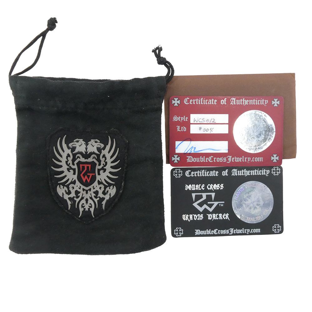 TRAVIS WALKER トラヴィスワーカー WCS012 ギャランティカード付属 THUNDER HOOK WITH 3 GARGOYLE DC RING AND MEAT LINKS WALLET CHAIN WITH T-BAR CZ サンダーフック ミート 3ガーゴイル ウォレットチェーン シルバー系【中古】