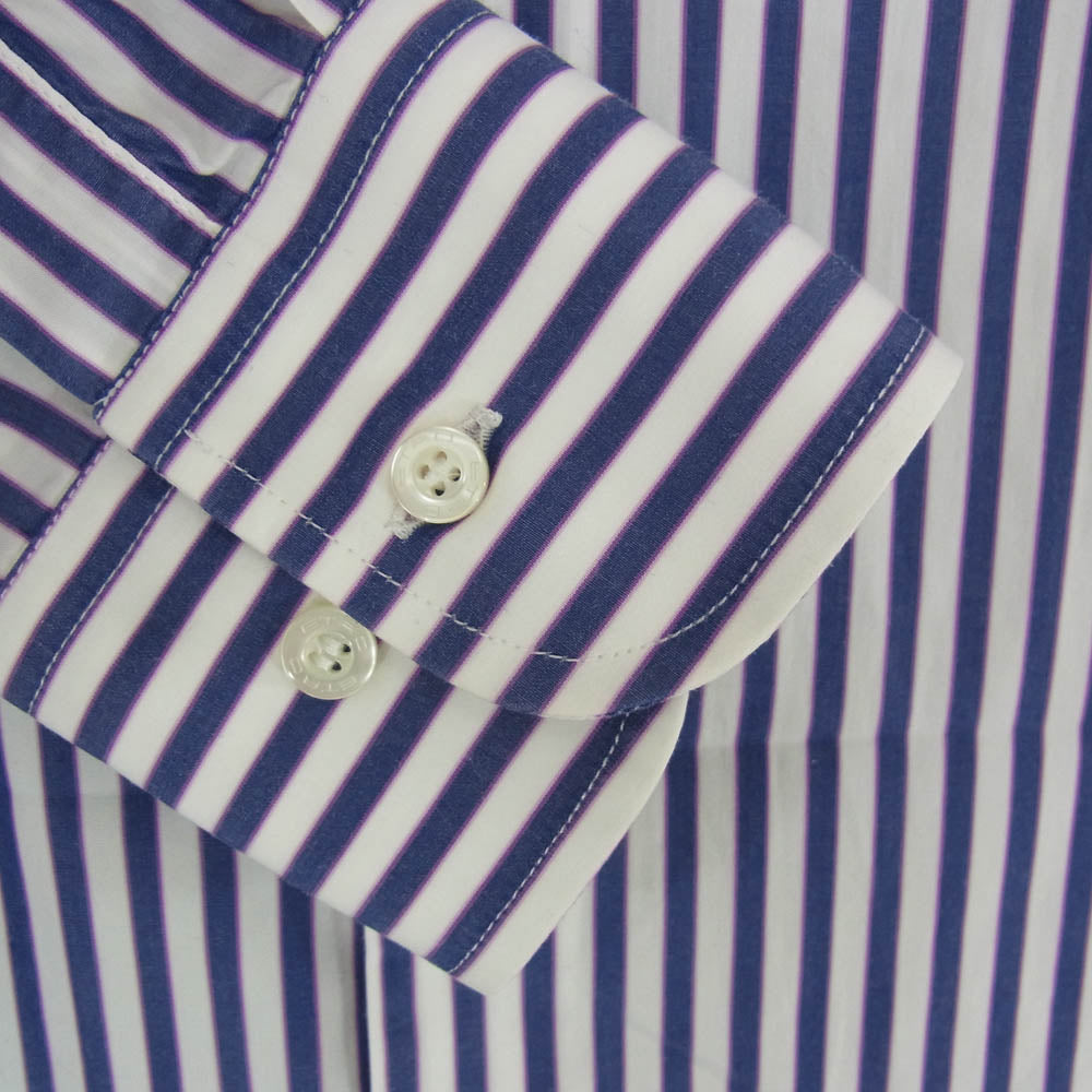 ETRO エトロ 131-16374-2004 ストライプ 長袖 シャツ ブルー系 38【中古】