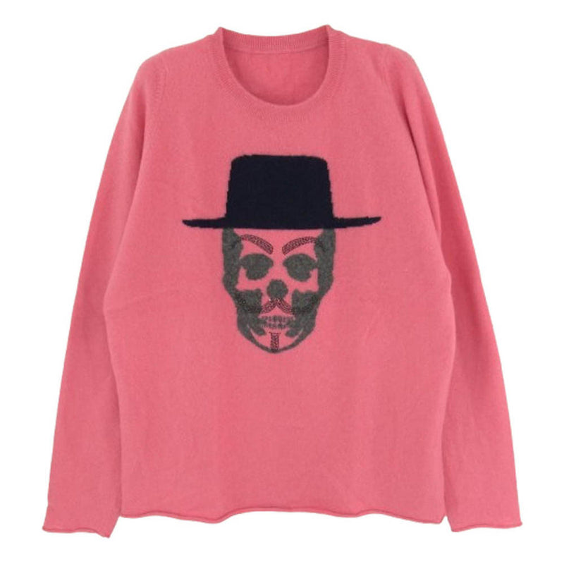 【美品】ルシアンペラフィネ カシミヤ100% スワロフスキー スカル ニット S Lucien Pellat-Finet ルシアンペラフィネ スカル インターシャ