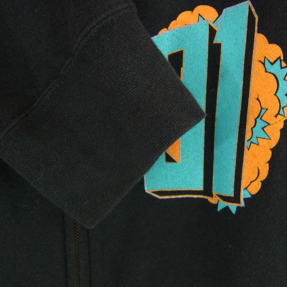 エクストララージ 90s フルジップ プリント パーカー ブラック系 L【中古】