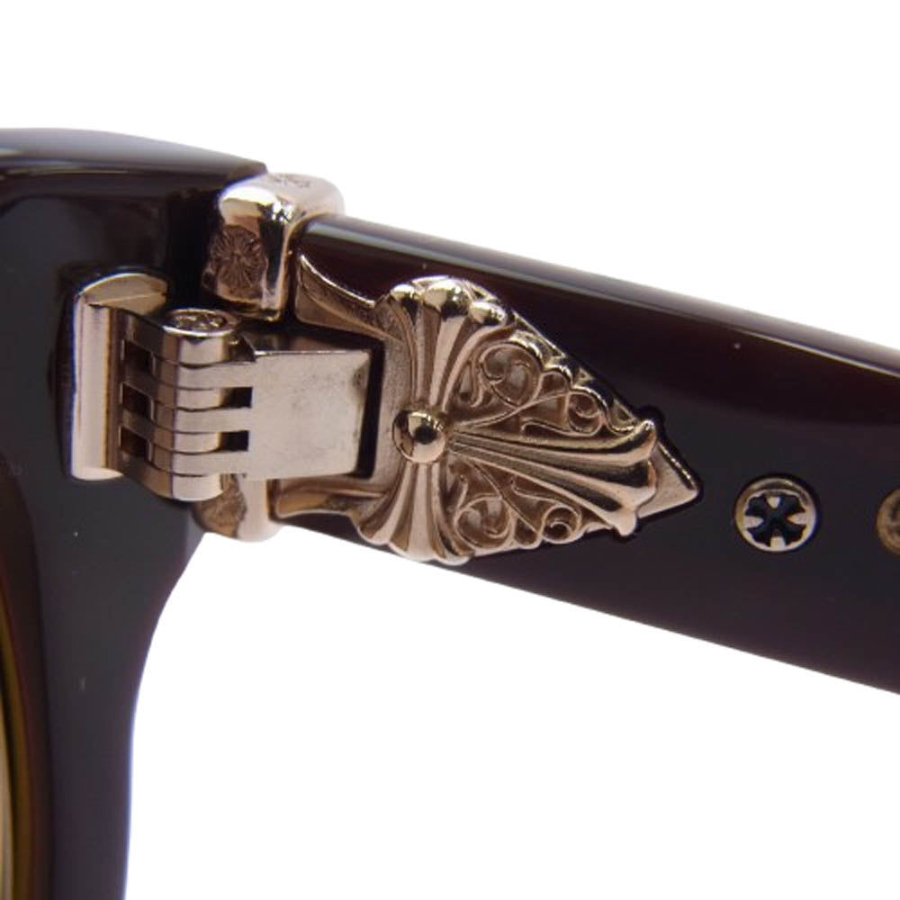 CHROME HEARTS クロムハーツ(原本無) BOX-OFFICER ボックスオフィサー PTO アイウェア サングラス ブラウン系 56□19-144【美品】【中古】