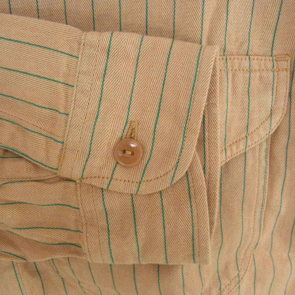 SUGAR CANE シュガーケーン SC28652 COKE STRIPE WORK SHIRT LONG SLEEVE コークストライプ 長袖 ワークシャツ ベージュ系 M【新古品】【未使用】【中古】