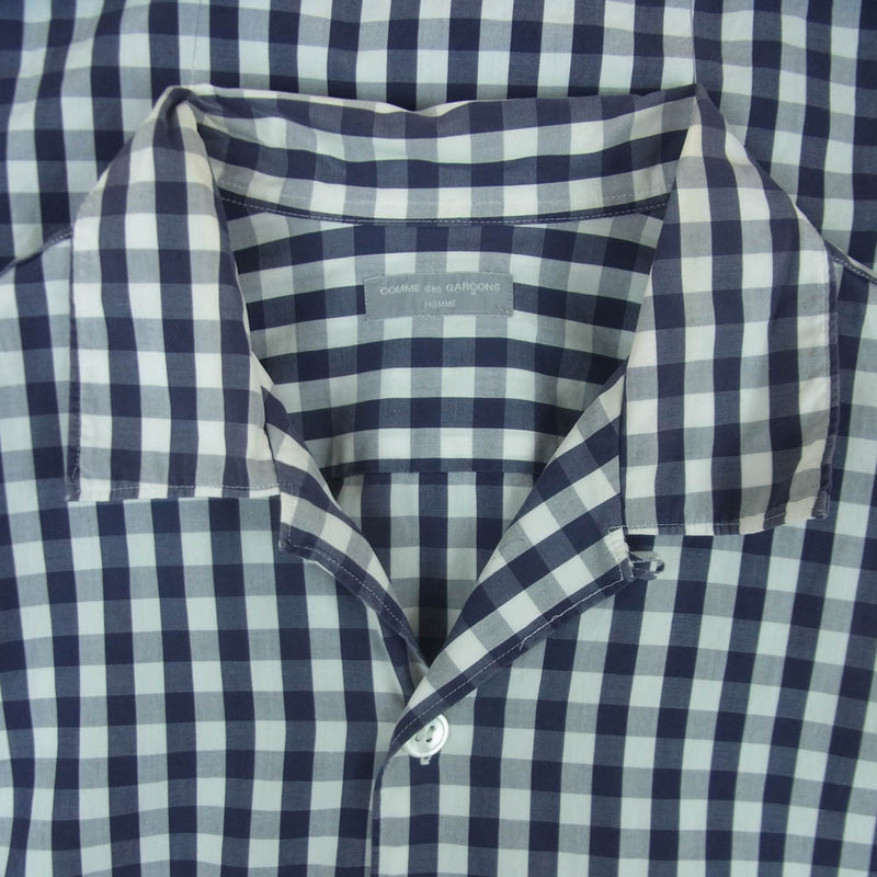 90s COMME des GARÇONS HOMME チェックシャツ 田中オム 00s 田中オム オープンカラー チェックシャツ コムデギャルソンオム 白 黒