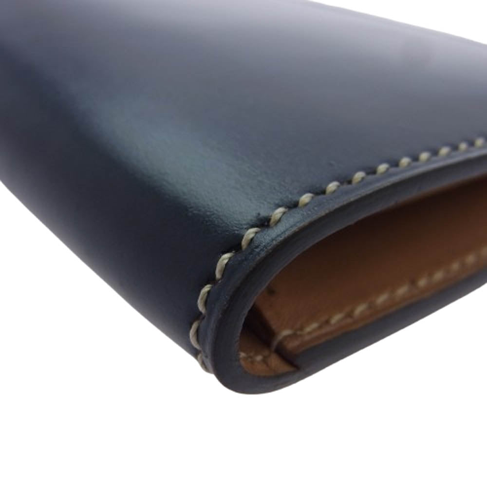 万双 マンソウ コードバン ミニ コンパクトウォレット 財布 ブラック系【中古】