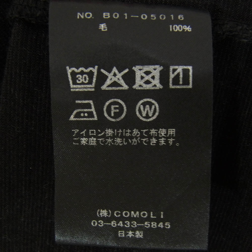 COMOLI コモリ 25SS B01-05016 サマーウール 半袖 Tシャツ ブラック系 3【中古】