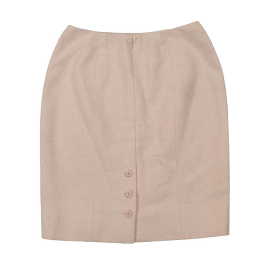 CHANEL シャネル ココマークボタン ツイード スカート フランス製 ピンク系 40【中古】