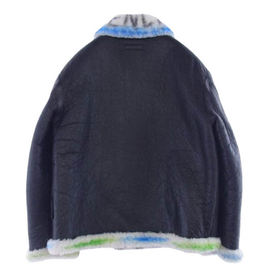 BALENCIAGA バレンシアガ 18AW 534872 TBS02 グラフィティ シアリング レザー ムートン ジャケット ブラック系 48【中古】