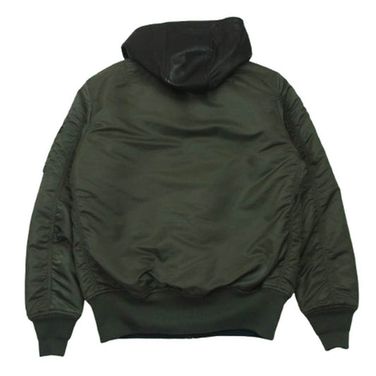 ISAMUKATAYAMA BACKLASH イサムカタヤマバックラッシュ TA0465-9076 ALPHA INDUSTRIES アルファ インダストリーズ レザーフード フライト ジャケット グリーン系 S【中古】