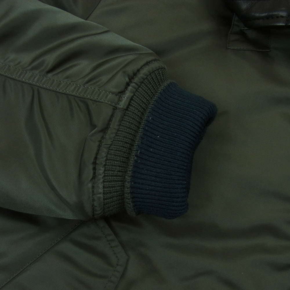 ISAMUKATAYAMA BACKLASH イサムカタヤマバックラッシュ TA0465-9076 ALPHA INDUSTRIES アルファ インダストリーズ レザーフード フライト ジャケット グリーン系 S【中古】