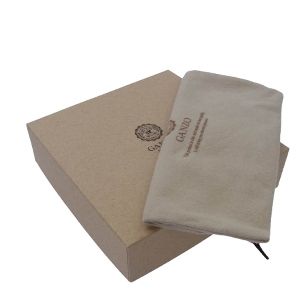 GANZO ガンゾ スクエアシルバーバックル レザー ベルト ダークブラウン系【中古】