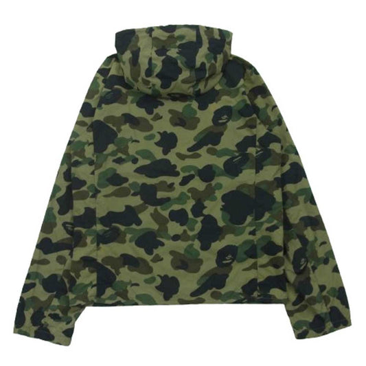 A BATHING APE アベイシングエイプ 猿迷彩 ジップアップ ナイロン ジャケット カモフラージュ グリーン系 M【中古】