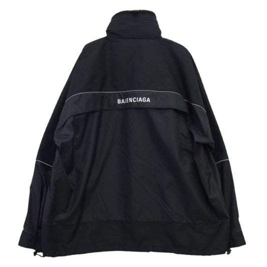 BALENCIAGA バレンシアガ 18AW 533917 TA018 ハーフジップ アノラック ロゴ ウインドブレーカー ジャケット ブラック系 46【中古】