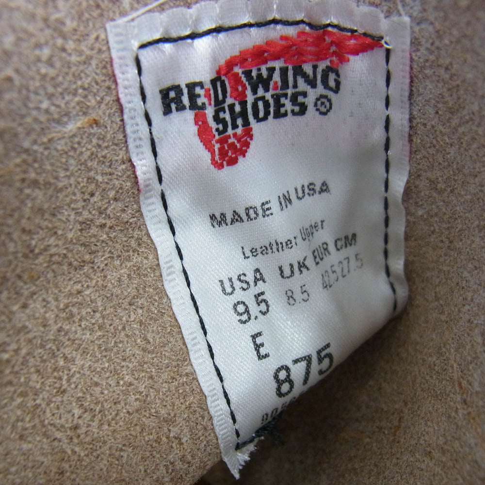 RED WING レッドウィング 875 IRISH SETTER 6inch Classic Moc アイリッシュセッター クラシック モックトゥ ブーツ オロ レガシー ライトブラウン系 US9.5E【新古品】【未使用】【中古】
