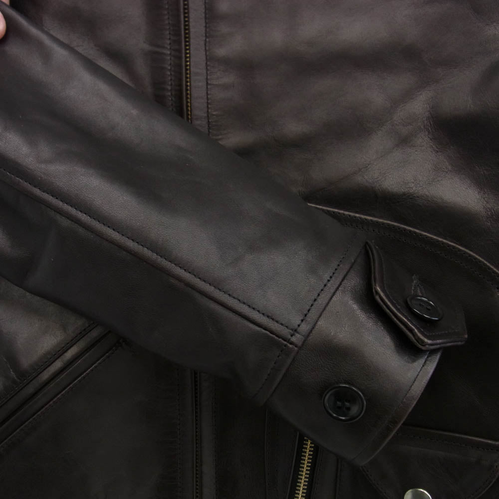 FINE CREEK LEATHERS ファインクリークレザー ACJK057 FINE CREEK &CO Berkeley 茶芯 ホースハイド バークレー ライダース レザー ジャケット ブラック系 40【新古品】【未使用】【中古】