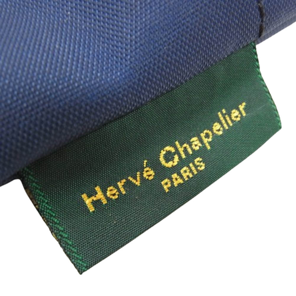 Herve Chapelier エルベ・シャプリエ 1028N ナイロン 舟型ショルダー ML トート バッグ ネイビー系【美品】【中古】