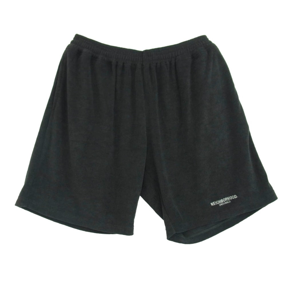 NEIGHBORHOOD ネイバーフッド 241FPNH-PTM02 PILE SHORT PANTS ロゴ 刺繍 パイル ショーツ ショート パンツ ブラック系 L【美品】【中古】 NEIGHBORHOOD ネイバーフッド 241FPNH-PTM02 PILE SHORT PANTS ロゴ