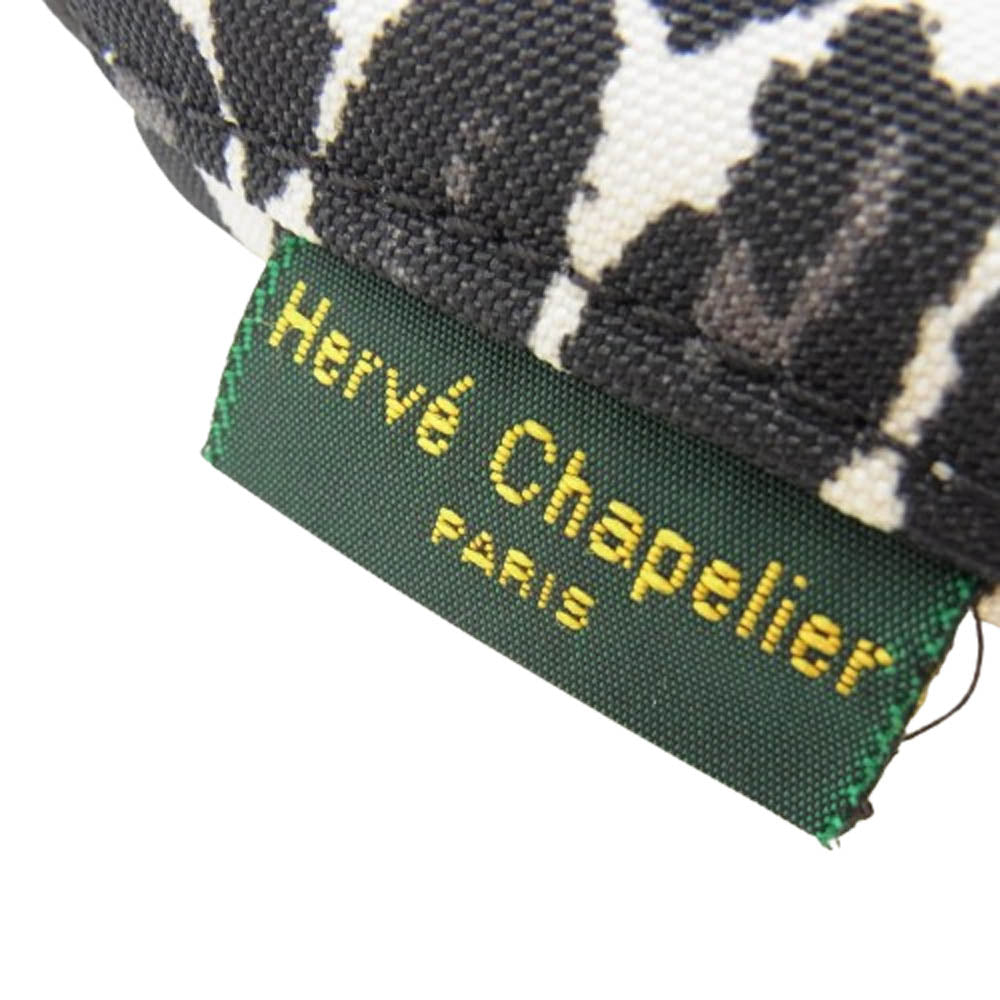 Herve Chapelier エルベ・シャプリエ 2885F レオパード パンサー 舟形 ショルダーバッグ Sサイズ ベージュ系 ブラック系【中古】