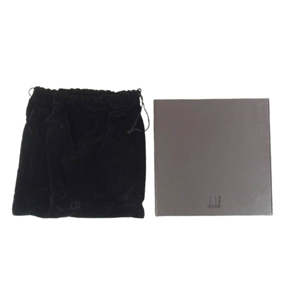 Dunhill ダンヒル シルバー スクエア ロゴバックル レザー ベルト ブラック系【中古】