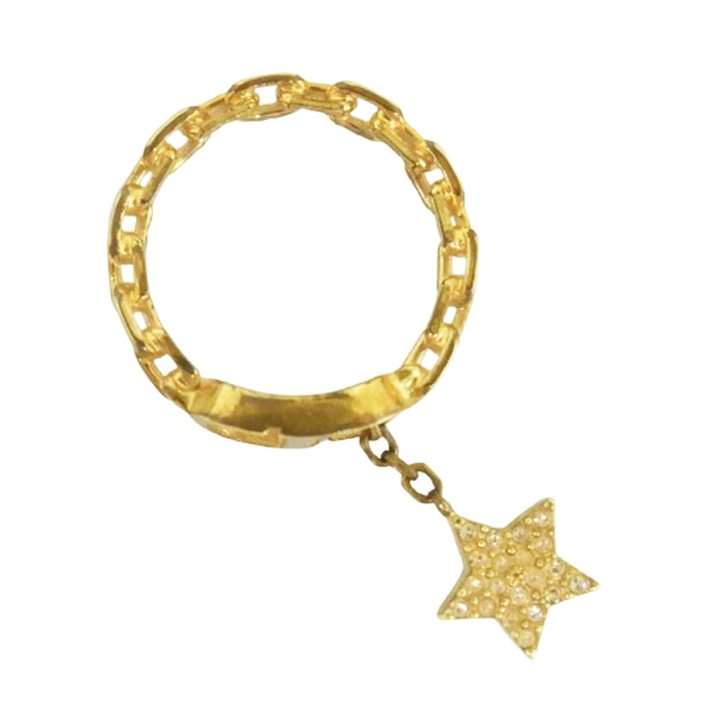 Christian Dior クリスチャンディオール PETIT CD プチ CDアイコン スター リング ゴールド系 11号【中古】