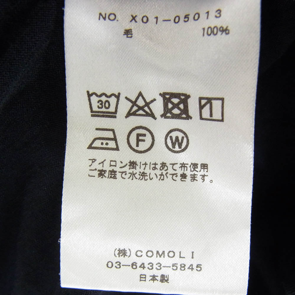 COMOLI コモリ 23SS X01-05013 サマーウール 天竺 半袖 クルー Tシャツ ネイビー系 3【中古】