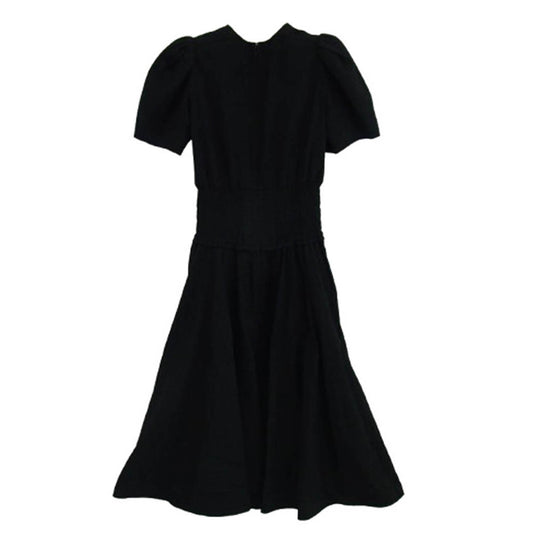 ボーダーズアットバルコニー BD2111P-3E-02 リゾートシャーリング ドレス 半袖 ワンピース ブラック ブラック系 36【中古】