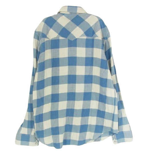 RRL ダブルアールエル 加工 ネル チェック ウエスタン シャツ ライトブルー系 M【中古】
