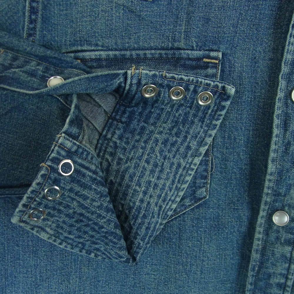 RRL ダブルアールエル 加工 デニム ウエスタン シャツ インディゴブルー系 M【中古】