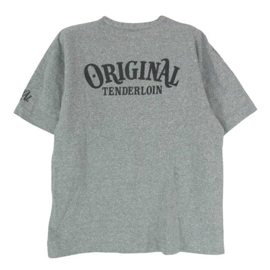 TENDERLOIN テンダーロイン バックロゴプリント 袖ロゴ クルーネック ポケット付き 半袖 Tシャツ グレー系 S【中古】