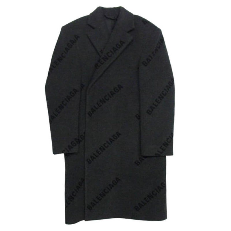 BALENCIAGA バレンシアガ 595272 SHIFTED COAT ロゴ総柄 ロング