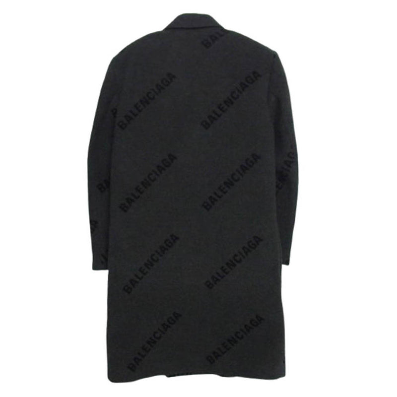 BALENCIAGA バレンシアガ 595272 SHIFTED COAT ロゴ総柄 ロング コート