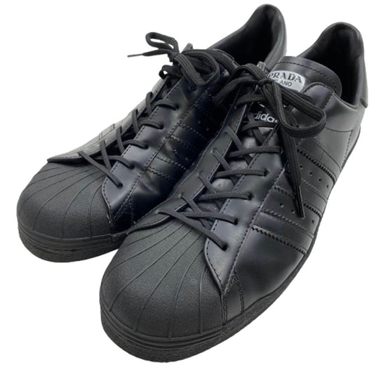 PRADA プラダ FW6679 adidas Originals Superstar 【フェイクバスターズ鑑定済】アディダス オリジナルス Black Core Black-Clack スーパースター ローカットスニーカー ブラック系 27.5cm【中古】