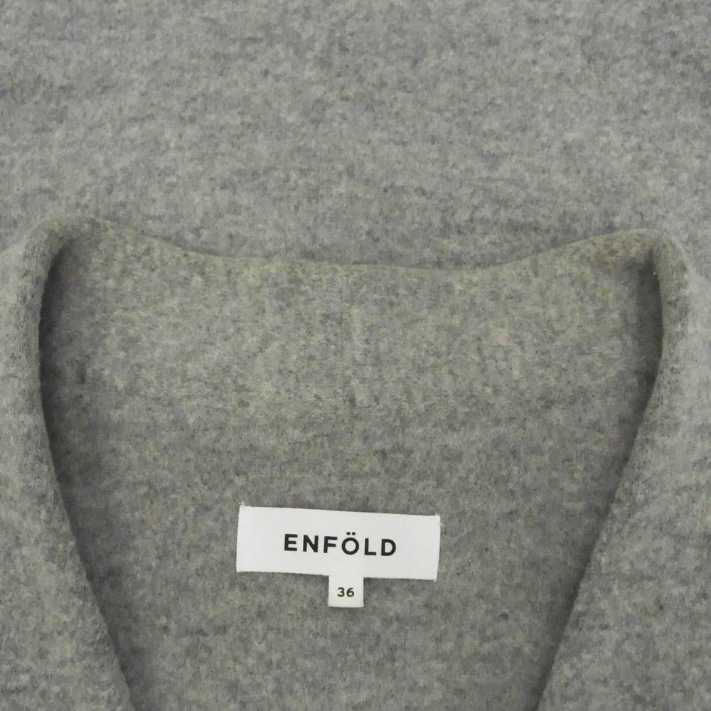 ENFOLD エンフォルド 300AA180-0350 ラムウール ノーカラー コート グレー系 36【中古】