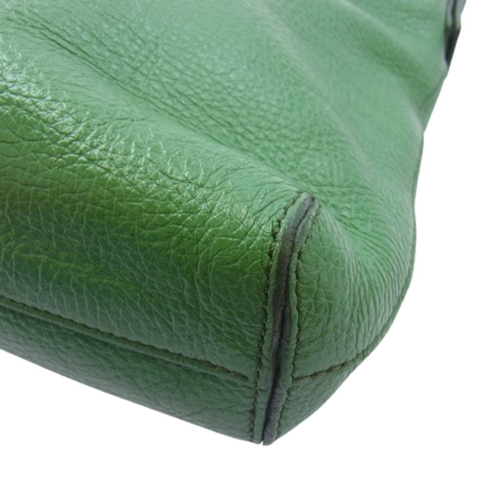 ヒロフ レザー ショルダーバッグ グリーン系【中古】