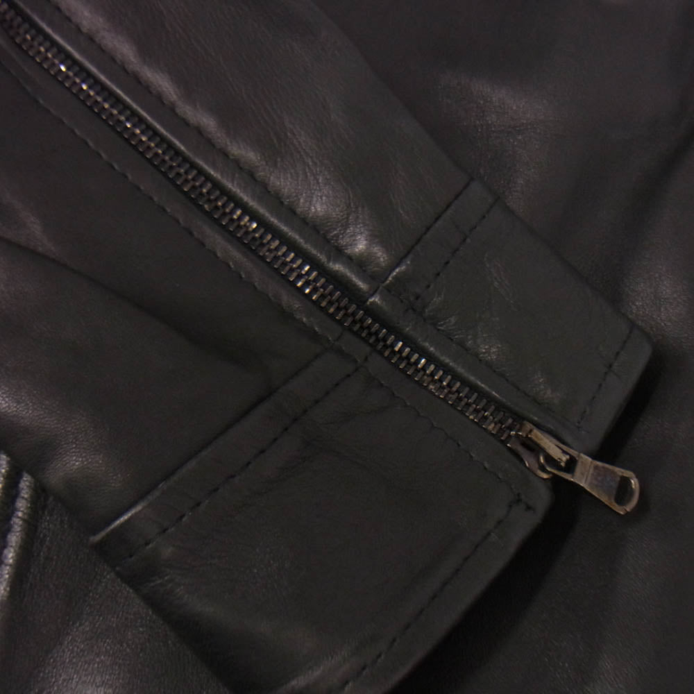 EMMETI エンメティ ラムレザー セミダブル ライダース ジャケット ブラック系 48【中古】