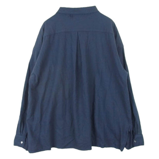 ANCELLM アンセルム ANC-SH22 WOOL FLANNEL SHIRT/NAVY ウール フランネル 長袖 シャツ ネイビー系 2【中古】