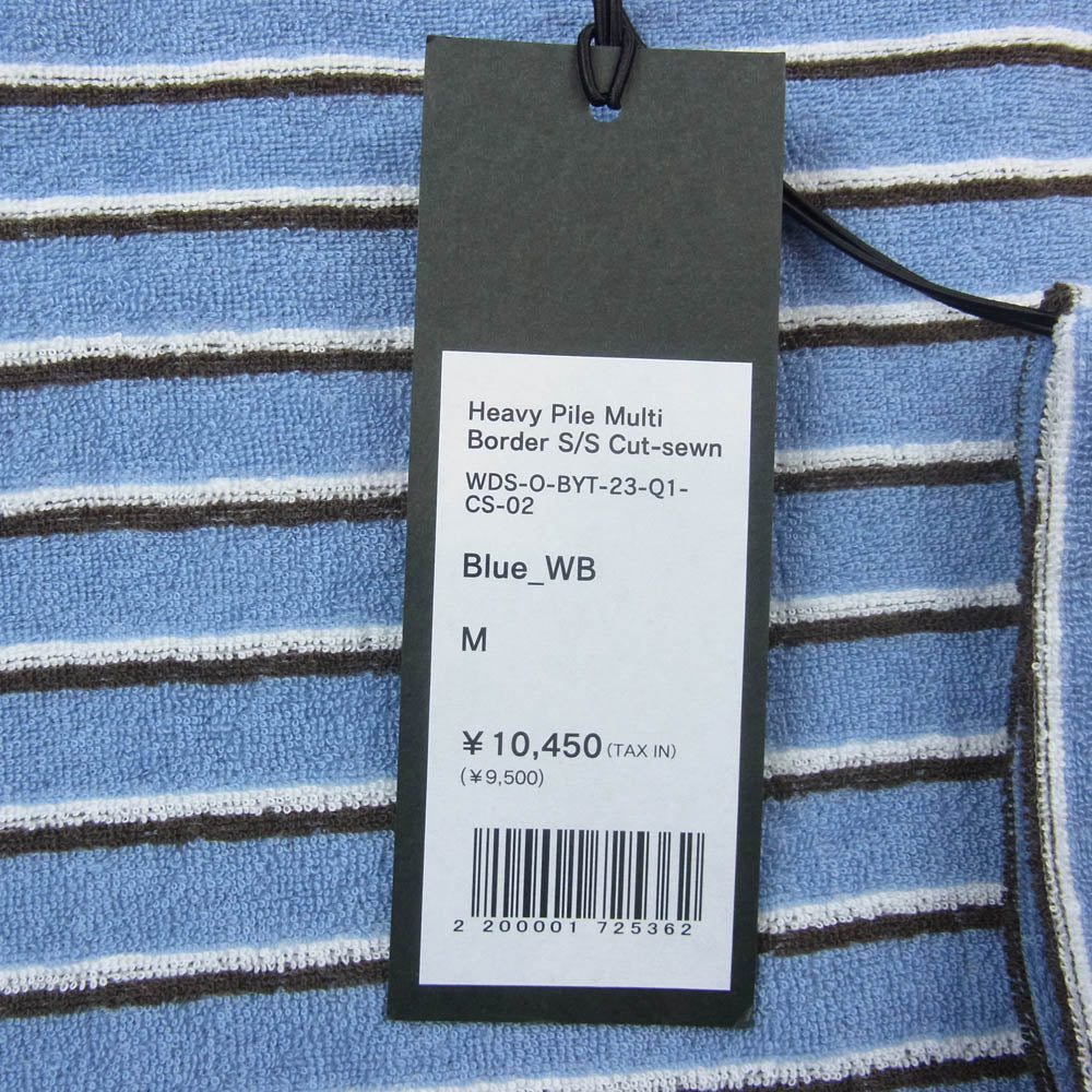 WIND AND SEA ウィンダンシー WDS-O-BYT-23-Q1-CS-02 Heavy Pile Multi Border S/S Cut-sewn パイル マルチボーダー 半袖 Tシャツ カットソー ライトブルー系 M【新古品】【未使用】【中古】